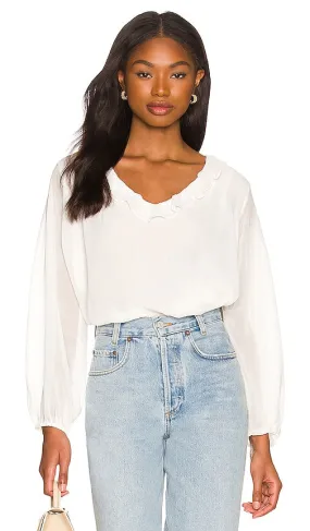 1. STATE Ruffle Neck Blouse in Ivory