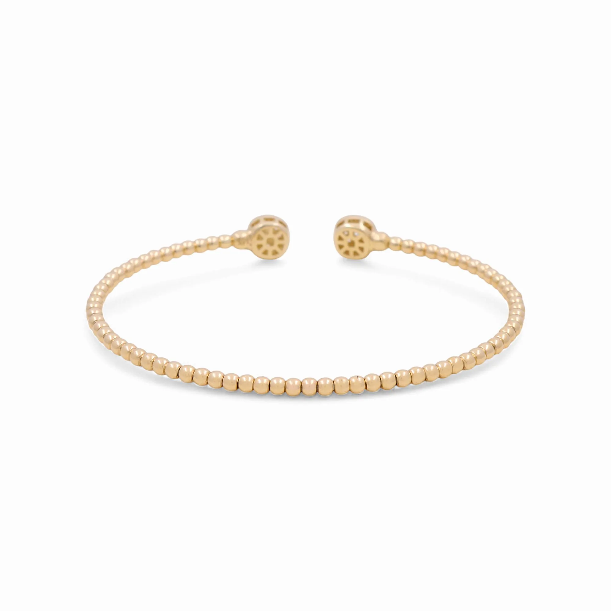 14K Yellow Gold Semisolid Women’s Fashion Balls Bangle Bracelet with Cz / Weight: 5.8 GR / CPBB4FS