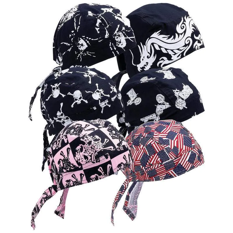 6pc assorted cotton skull caps