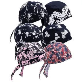 6pc assorted cotton skull caps