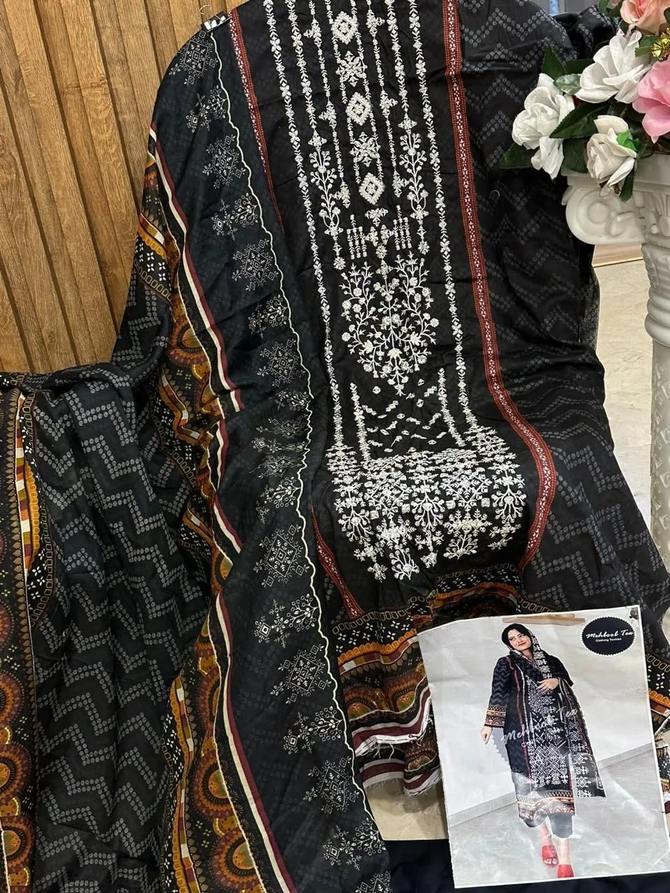 Beautiful Designer Mehboob Tex 1183 A Sahnaz Self Pakistani Suits