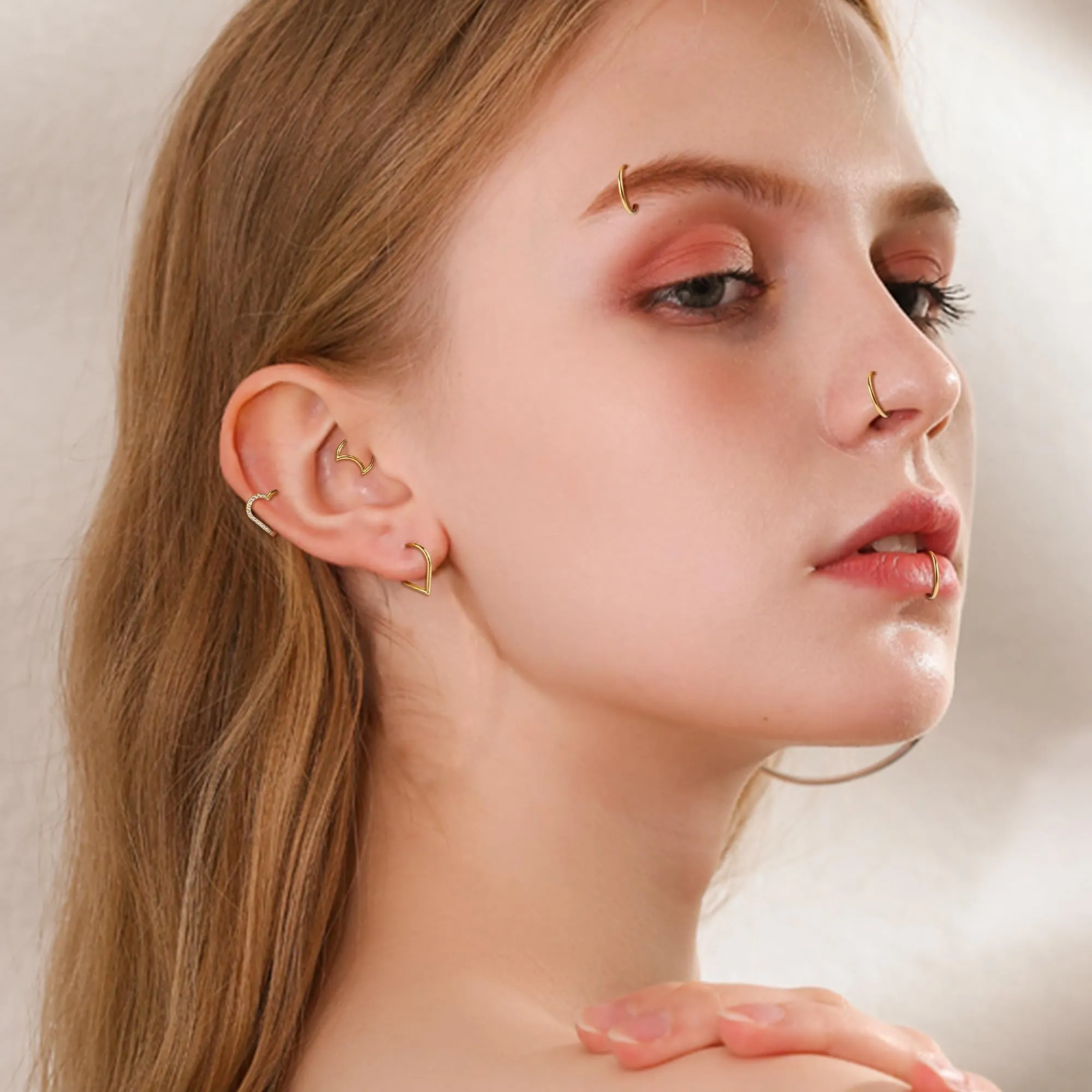 BESTEEL 6 Pcs 16G Septum Piercing Rings Stainless Steel Suptum Clicker Conch Piercing jewellery for Women Men Tragus Daith Rook Cartilage Helix Nose Ring Earrings Lip Piercing Jewellery G