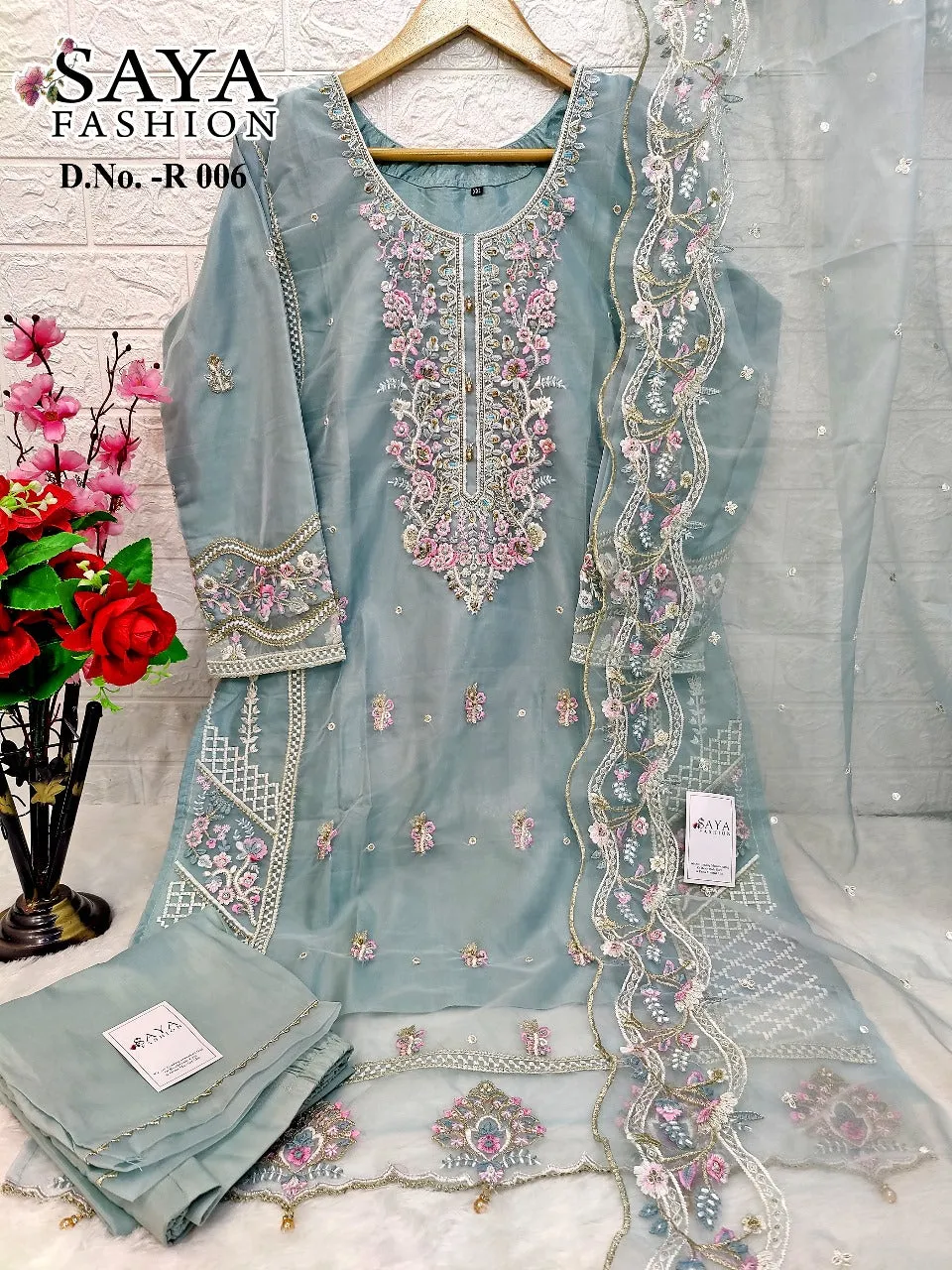 Designer stylish R-006 HIT Saya Heavy Organza Dress