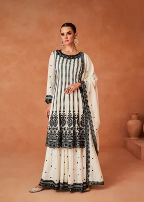 Elegant Black & White Silk Ensemble – Perfect for Any Occasion