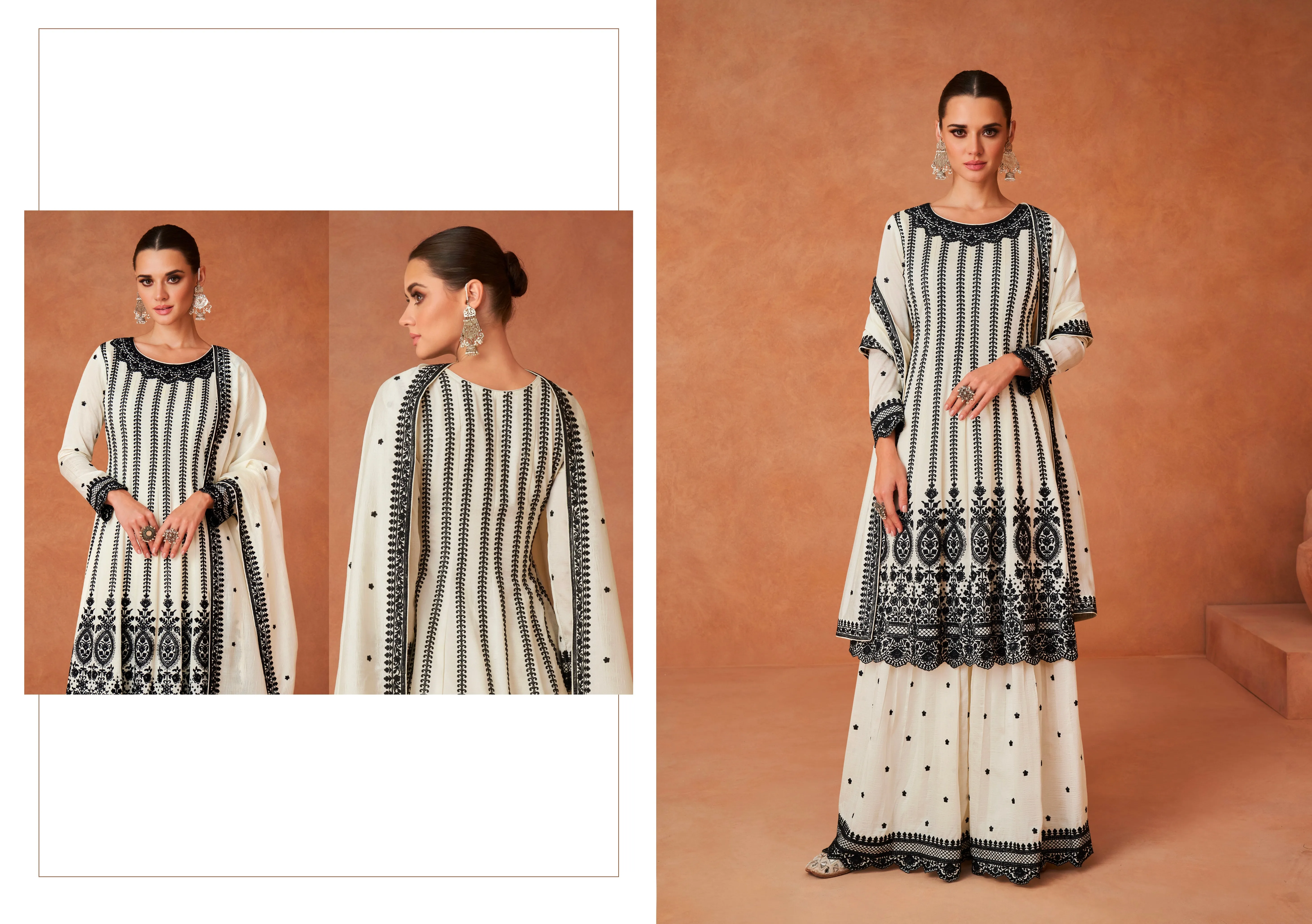 Elegant Black & White Silk Ensemble – Perfect for Any Occasion