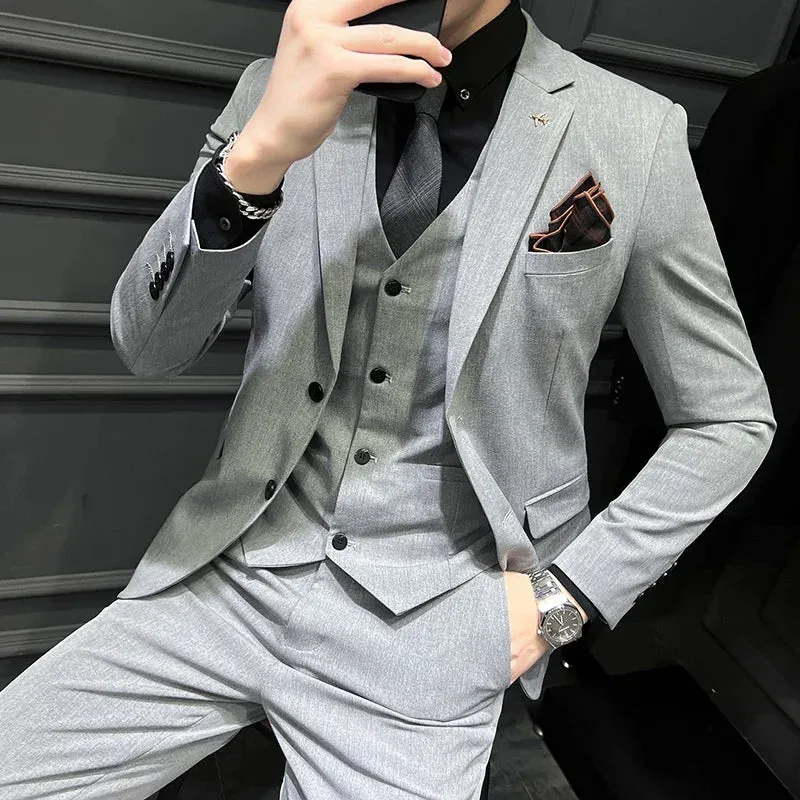 Fashion Solid Color Men's Slim Casual Business Suit