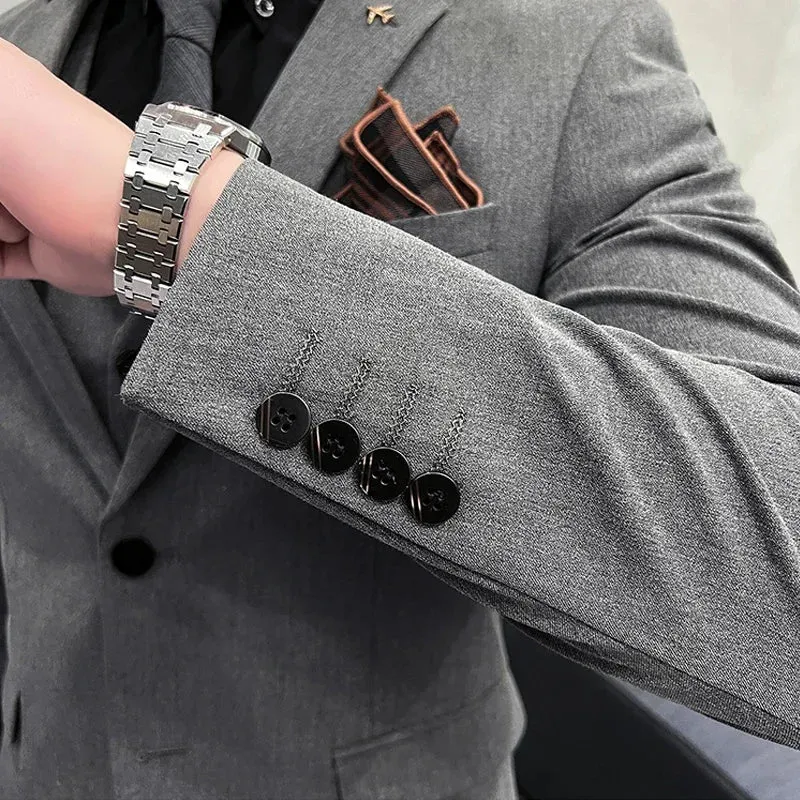 Fashion Solid Color Men's Slim Casual Business Suit