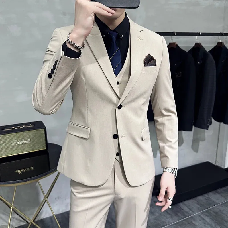 Fashion Solid Color Men's Slim Casual Business Suit