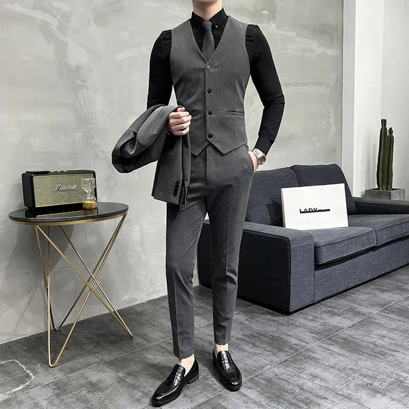 Fashion Solid Color Men's Slim Casual Business Suit