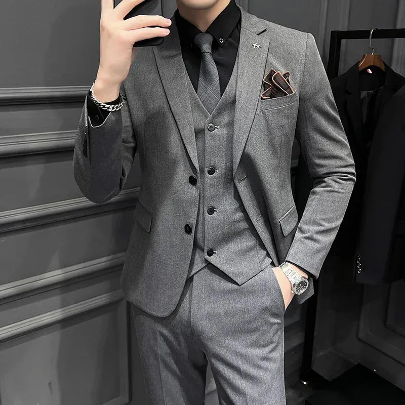 Fashion Solid Color Men's Slim Casual Business Suit