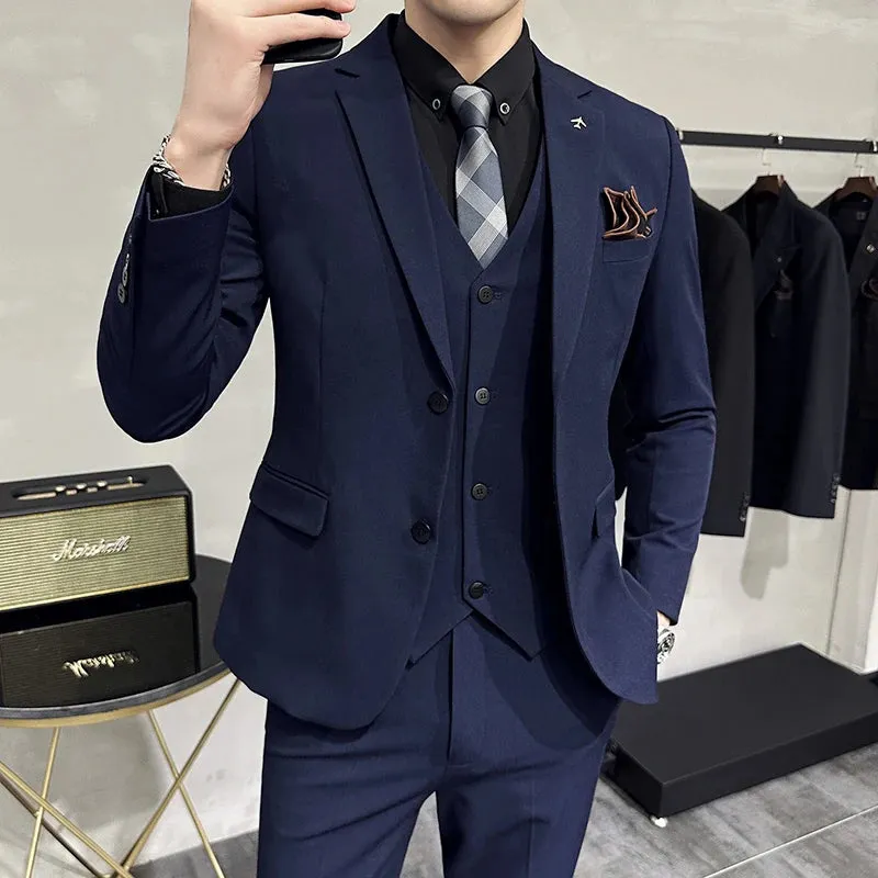 Fashion Solid Color Men's Slim Casual Business Suit