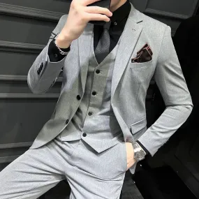 Fashion Solid Color Men's Slim Casual Business Suit
