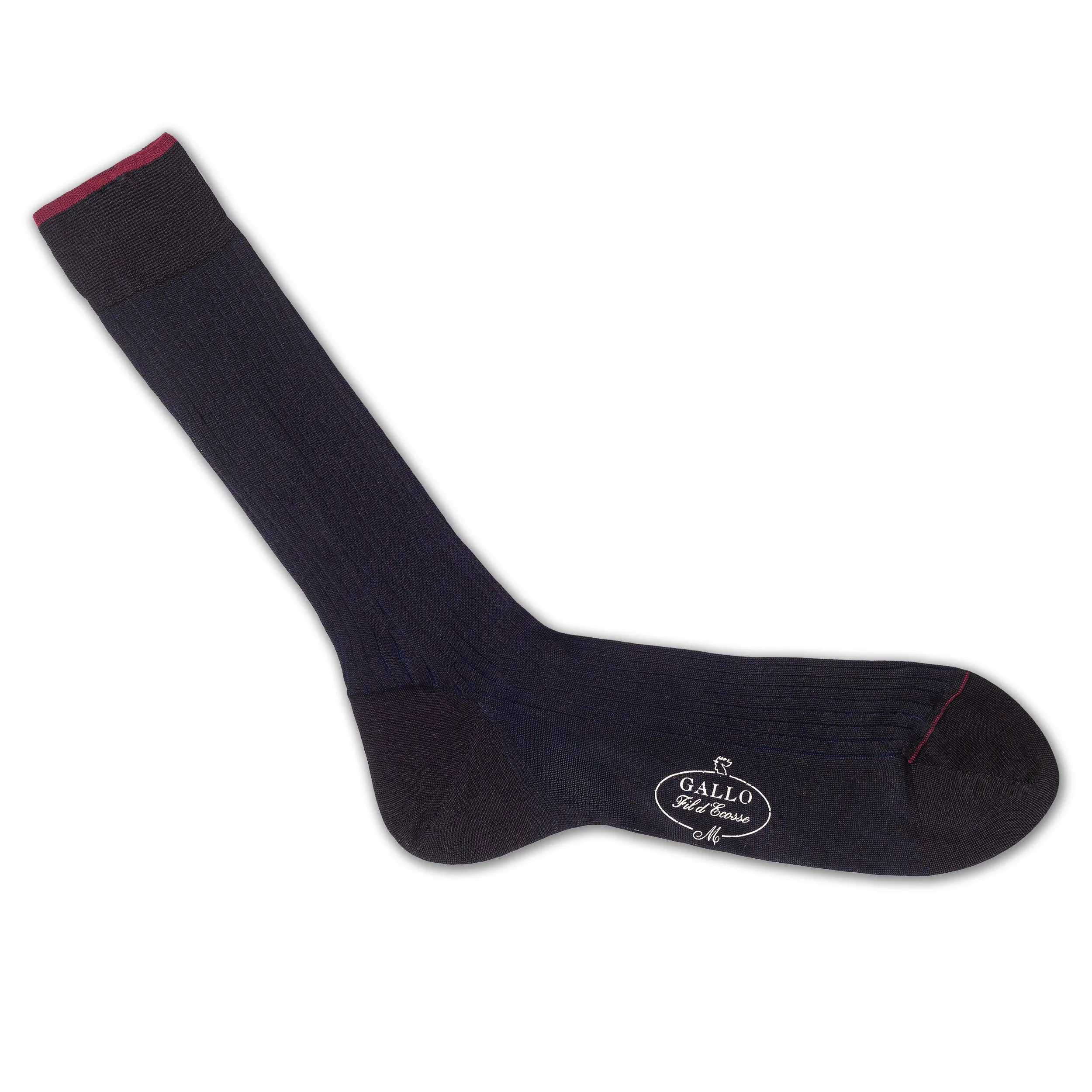 GALLO | Herren Baumwoll-Socken, Breitripp, schwarz mit nachtblau