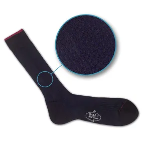 GALLO | Herren Baumwoll-Socken, Breitripp, schwarz mit nachtblau