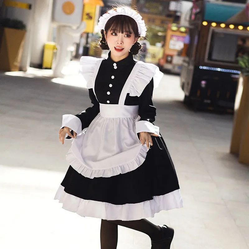 Kawaii Classic Black And White Maid Lolita Dress
