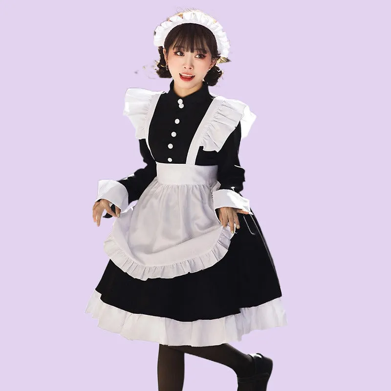 Kawaii Classic Black And White Maid Lolita Dress