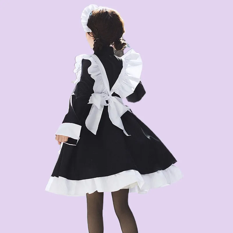 Kawaii Classic Black And White Maid Lolita Dress