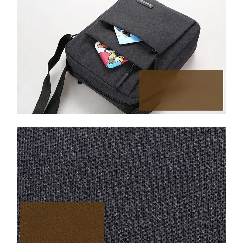 Lightweight Multi-Pocket Zipper Small Messenger Bag Casual Canvas Crossbody Purse