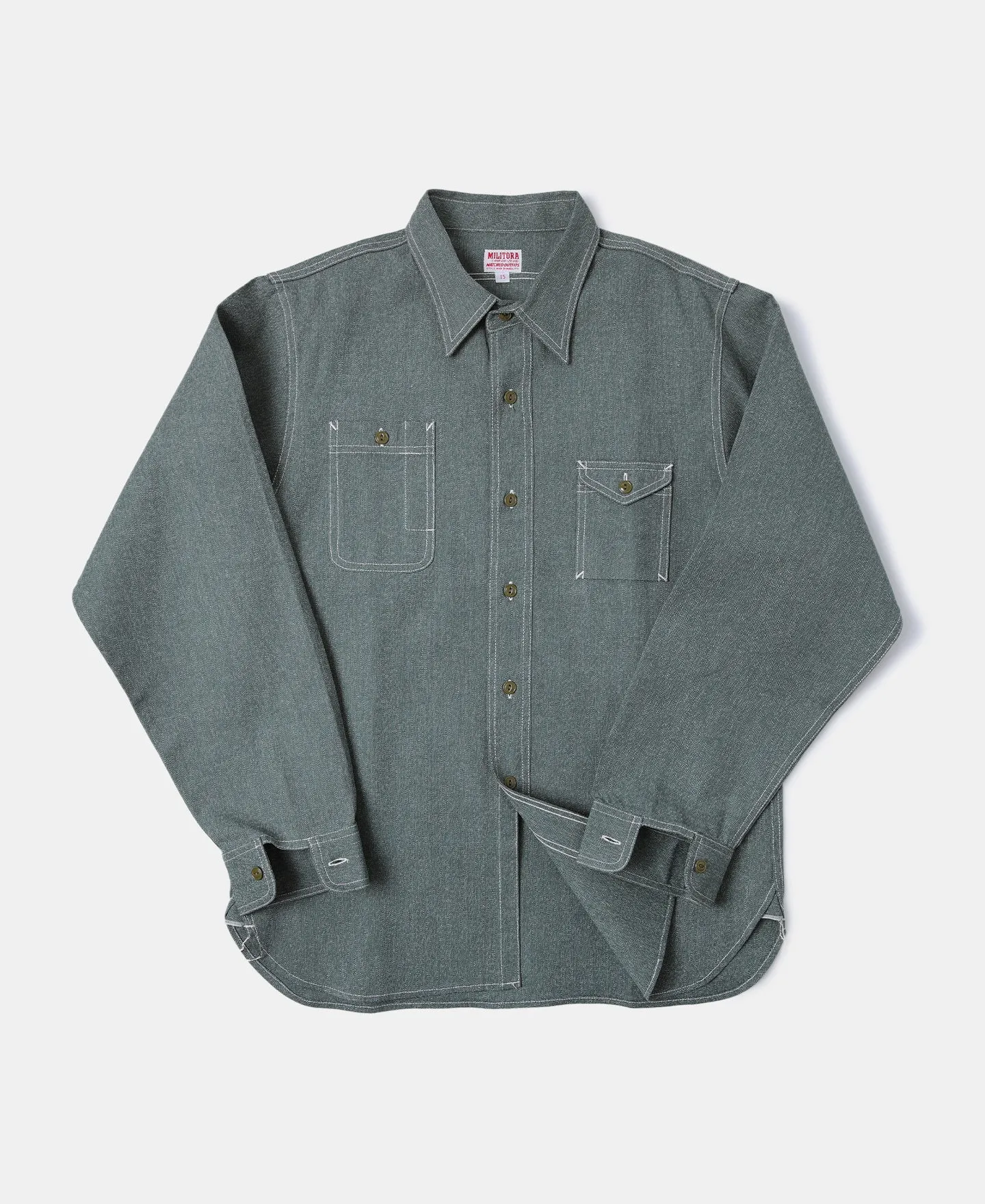Lot 208 1930s Point Collar Work Shirt - Sage