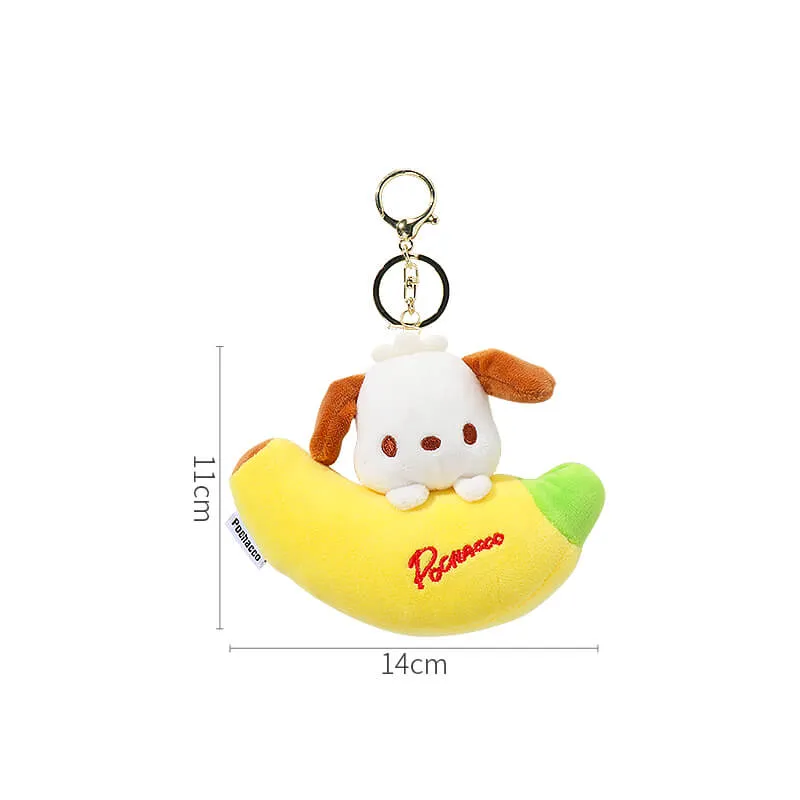 Pochacoo With Banana Design Plushie Keychain