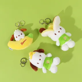 Pochacoo With Banana Design Plushie Keychain