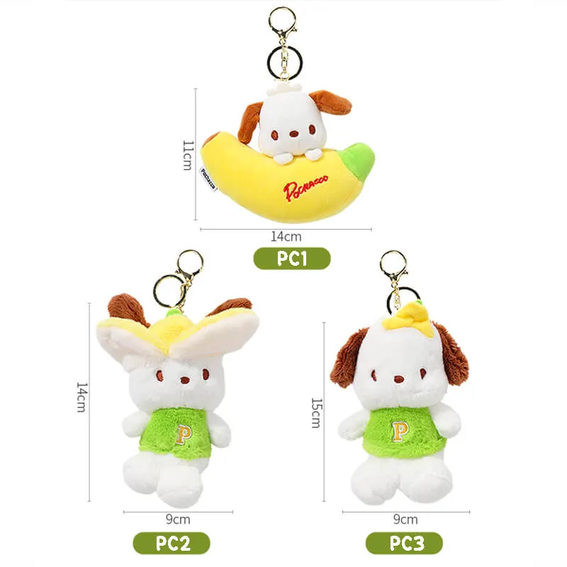 Pochacoo With Banana Design Plushie Keychain