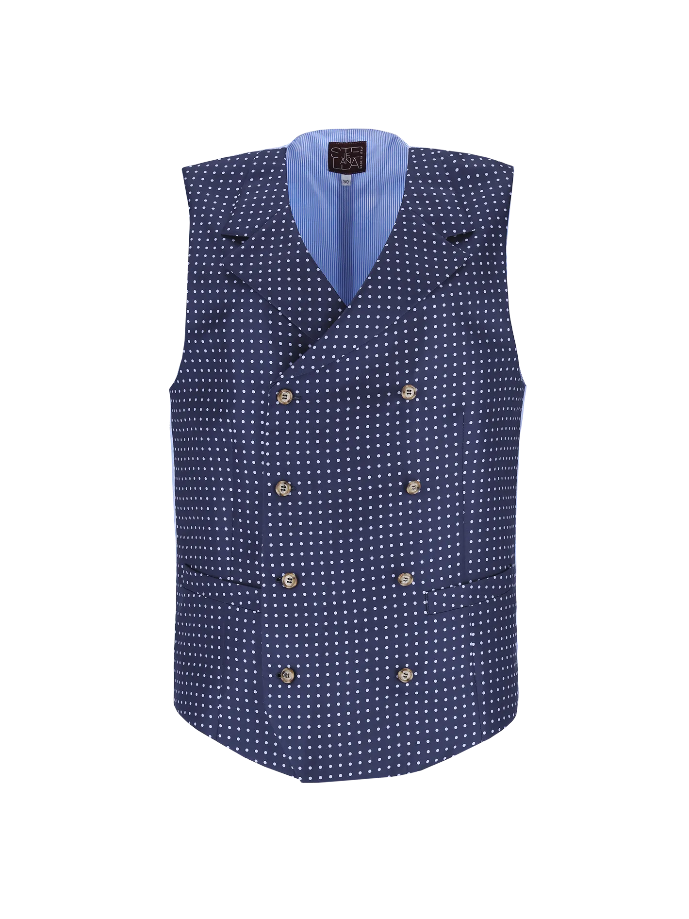 polka dot double-breasted silk vest