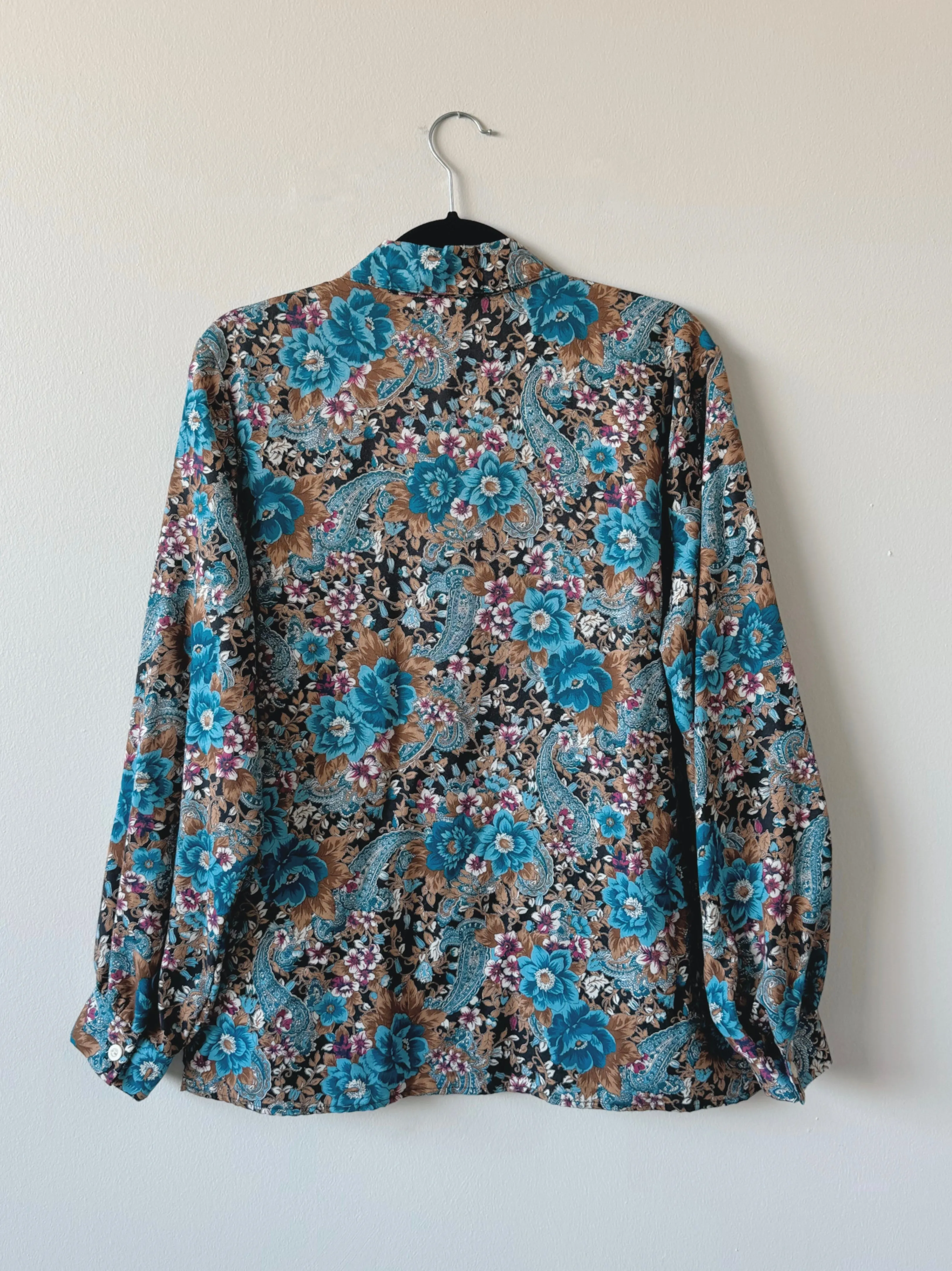 Vintage Paisley Floral Button-Up Blouse (L)